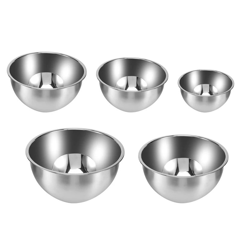 

Набор мисок из нержавеющей стали, 5 шт., вместительная миска для смешивания, кухонные миски для приготовления салата, контейнер для хранения овощей и еды