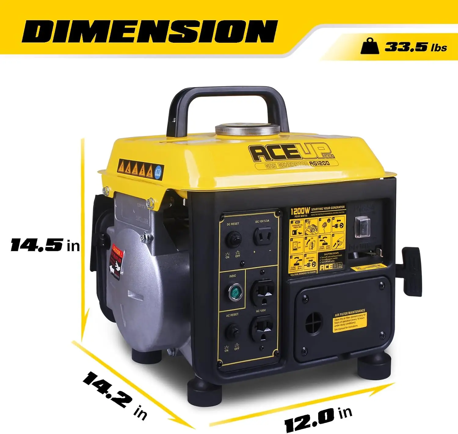 1,200W Gas-Powered Generator, Portable Generator Camping Ultralight, EPA & CARB Compliant With air cooling system