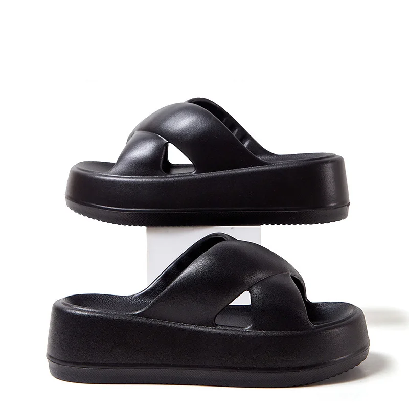 Pallene Women Sandals Soft Sole Cloud Slides Home Slippers Thick Bottom EVA Shoes Female Beach Flip Flops Non-Slip Cross Sandals 6