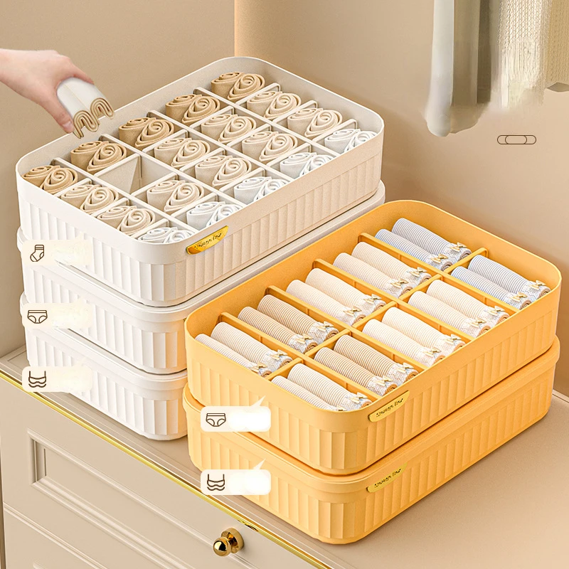 

1pcs Multi-grid Underwear Drawer Storage Box, Plastic Clothes Storage Drawer Basket For Underwear, Bras, Socks, Household Space