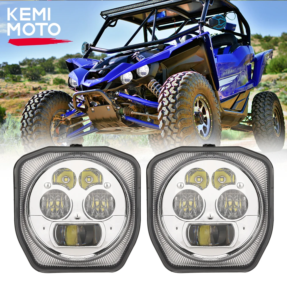 KEMIMOTO LED Headlight 2UD-84300-00-00 Compatible with Yamaha Wolverine X2 X4 for Yamaha YXZ1000R 2016-2024 Hi/Lo Headlamp for mercedes benz glc headlight 2023 2024 w253 full led car light signal lamp w253 original headlamp upgrade and modification