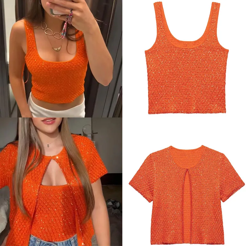 Fabiola® | Casual tops with solid color sequin pocket turn-down collar