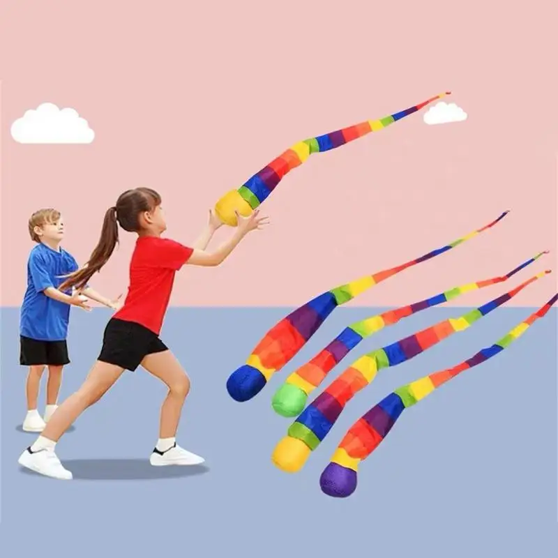 Rainbow Tail Ball Eco-Friendly Fabric Sandbag Meteor Ball Safe Catch Tail Soft Ball Kindergarten School Sensory Kid Training Toy