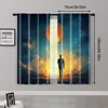 2pcs, Print Curtains 2D print with Man & Youngsters Holding Balloons Versatile Durable Polyester (without rod) Room Decor Ldeal 3