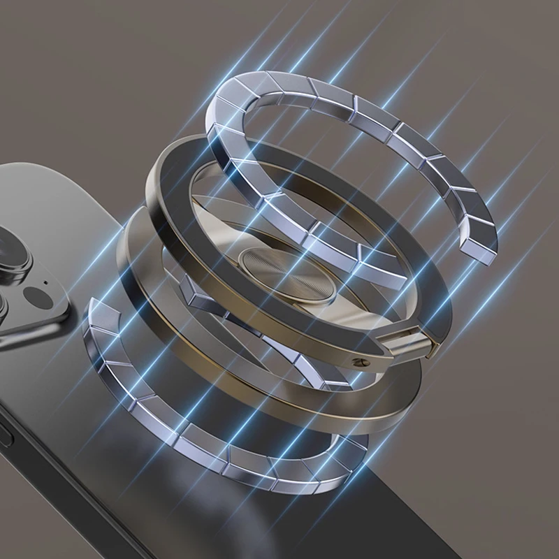 Foldable Double Magnetic Phone Ring Stand Rotate Super Magnet Stand Car Metal Bracket for IPhone 16 15 14 13 Phone Grip