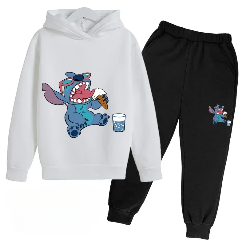 thumbnail image 1 of Ropa para niños, tendencia, chándal cálido, otoño, estampado de dibujos animados de anime, sudadera con capucha para niños y niñas, conjunto de traje de dos piezas y pantalones, 1 of 5