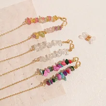 

Glasses Chain with Natural Irregular Stone Crystal Hanging Neck Chain Glasses Holder Rope for Women