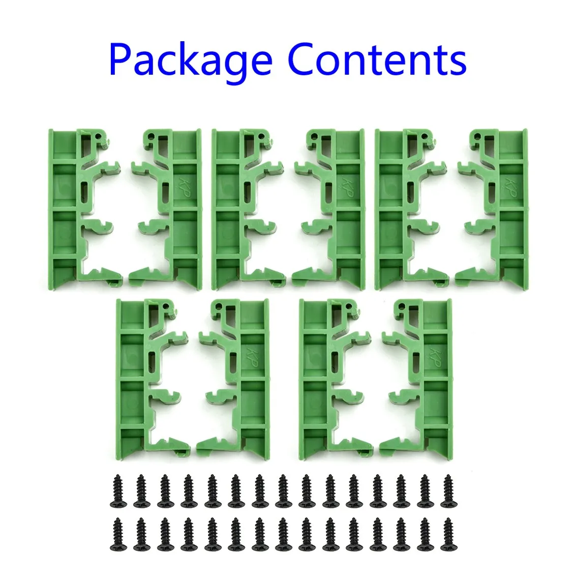 Juego de soportes de montaje PCB 2019 Hot, con 20 tornillos, DRG-01 plástico verde, 4,2x1x1,8 cm, apto para rieles de montaje DIN 35, 5 unidades