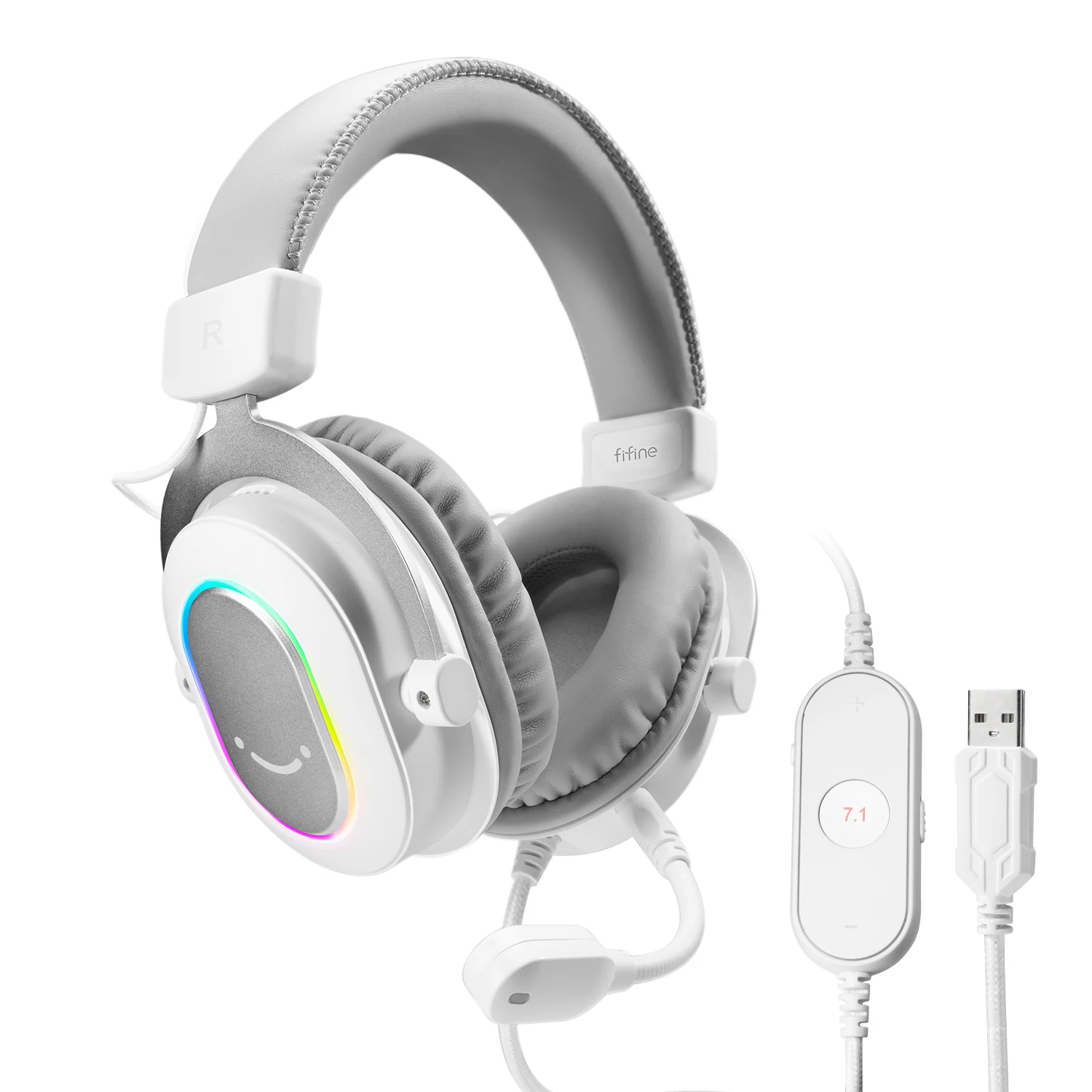 FIFINE AmplGame H6 - Auriculares para juegos con cable de PC con micrófono,  sonido envolvente 7.1, auriculares USB para computadora portátil