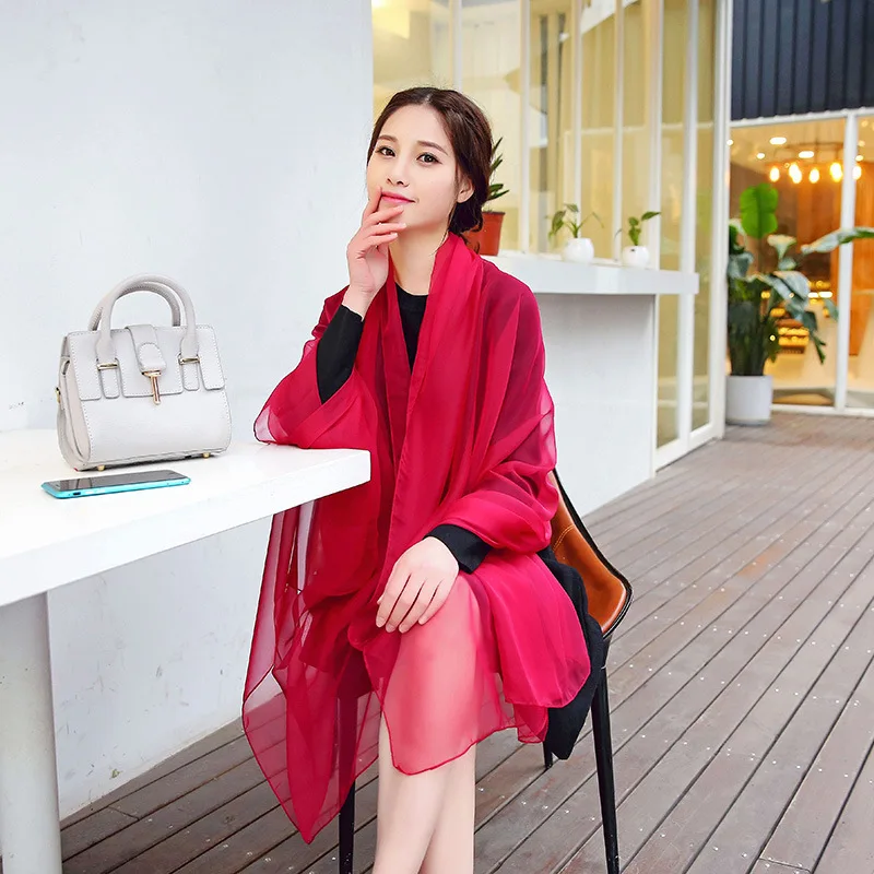

Ice Silk Scarf Women's New Spring and Summer Scarf Summer Sun Protection Large Size Solid Color Chiffon Shawl Beach Towel Wholes