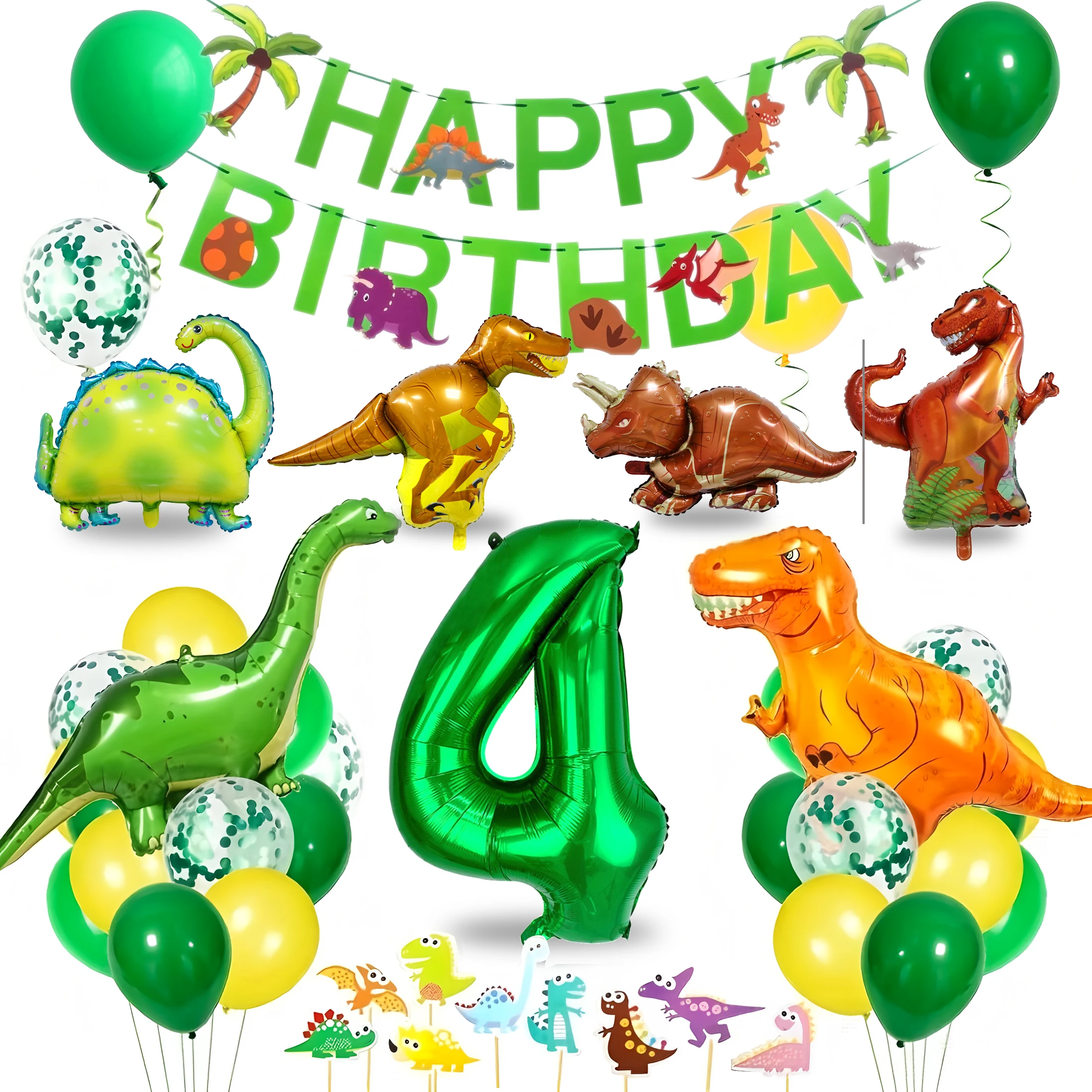 121-Piece Dinosaur Birthday Party Decorations Kit - Foil Balloons & Decor For Kids Dino Theme Parties