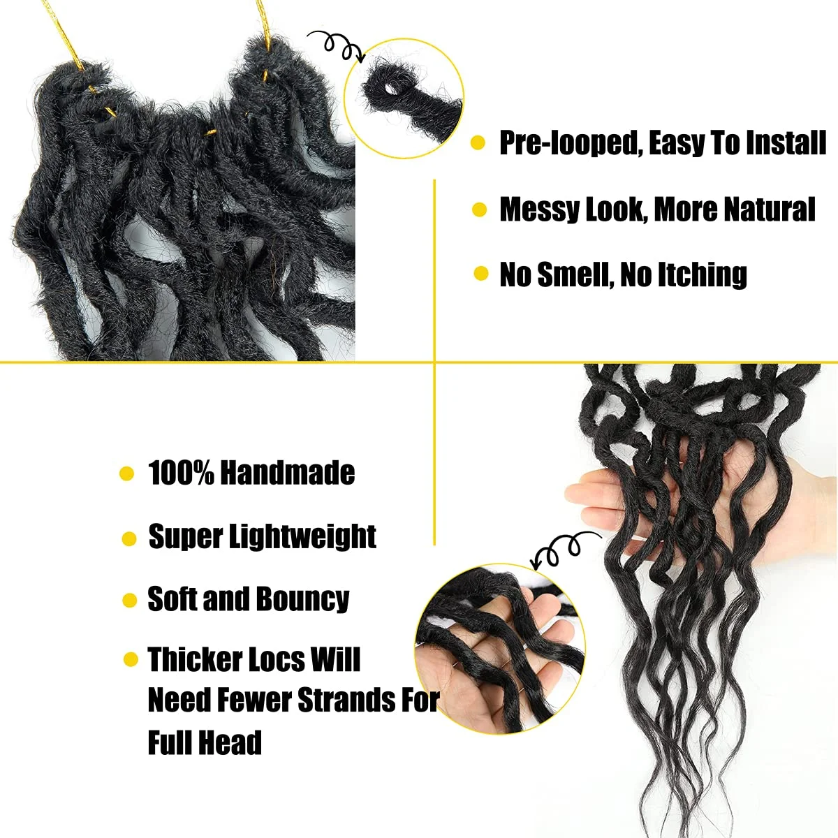 SOKU Goddess Locs Crochet Hair Wavy Faux Locs with Curly Ends Synthetic Braiding Hair Extension for Women Lightweight Dreadlocks 4