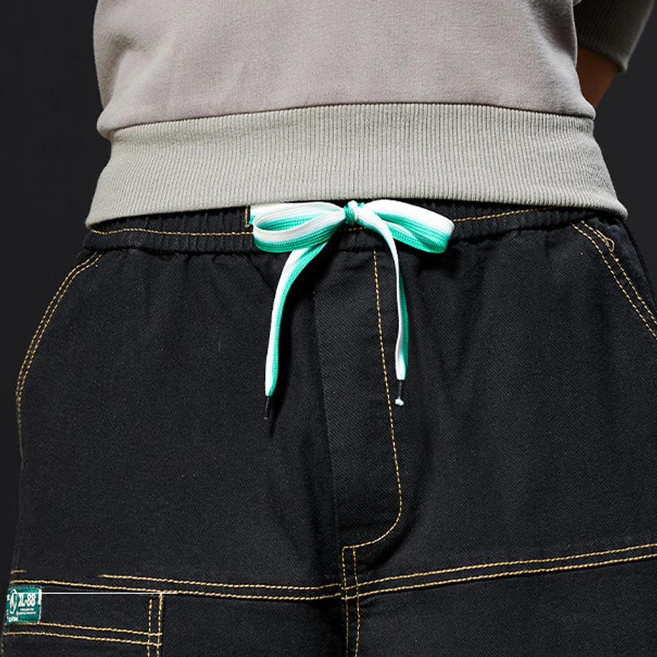 Vintage Denim Pants Men Elastic Waist Jogger Pants Plus Size 8XL Fashion Straight Jeans Male Trousers Big Size 8XL