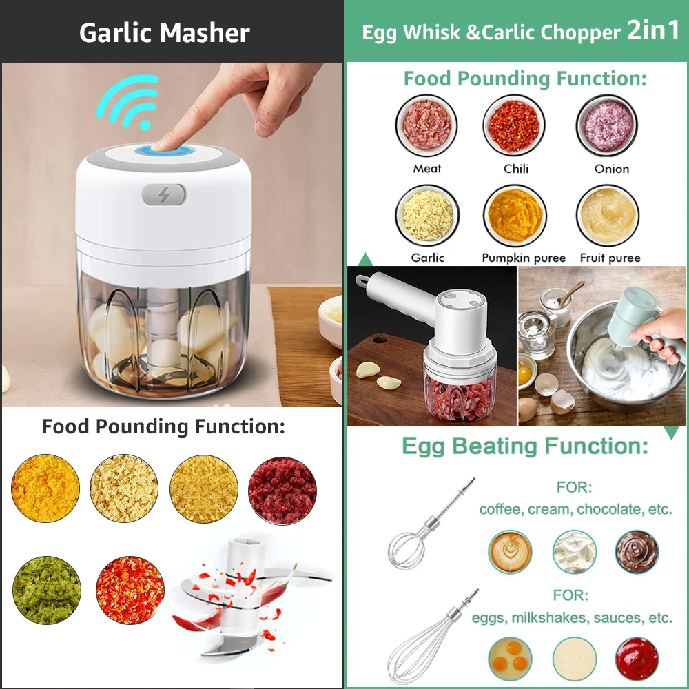 Electric Kitchen Food Chopper Mini Food Supplement Machine Usb Portable Meat Grinder Vegetable Chopper Baby Gadgets