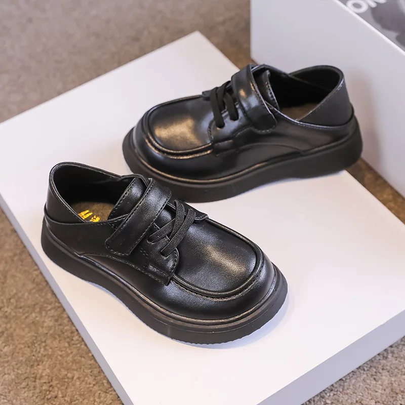 Black PU Loafers Kids School Shoes