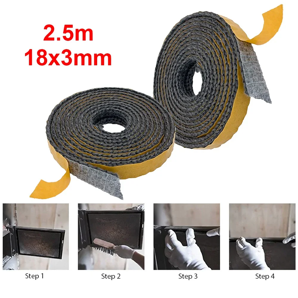 2.5M Fireplace Sealing Rope Gasket Cord Stove Door Fireplace Cord High Temperature Woodburner Stove Sealing Rope Replacement