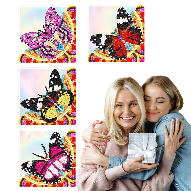 

Diamond Painting Bookmarks 4 Pack Butterfly Shape DIY Diamond Art Bookmarks For Book Lovers Triangle Making Corner Bookmark Kit