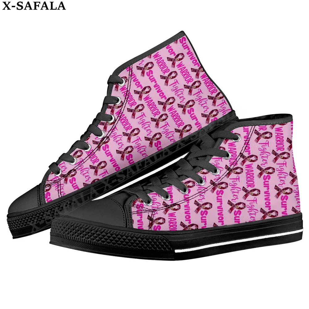 

Breast Cancer Awareness Men Vulcanized Sneakers High Top Canvas Shoes Classic Brand Design Men Flats Shoes Lace Up Footwear-2