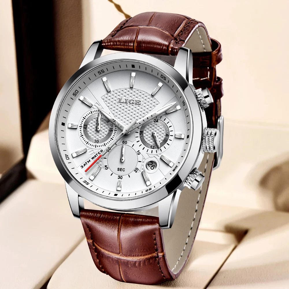 Luxury Men's Chronograph Watch - Fashion Business Leather, Luminous Waterproof Design