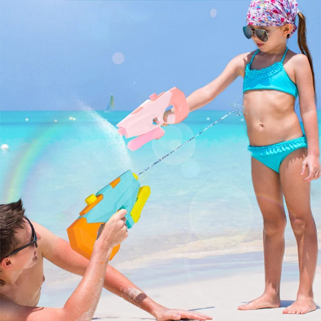 Rainbow Summer Spray Pull-out Sprinkler Water Gun Seaside Beach Water Fight Gardening Gun Shape Toys For Children Kids Gift 1