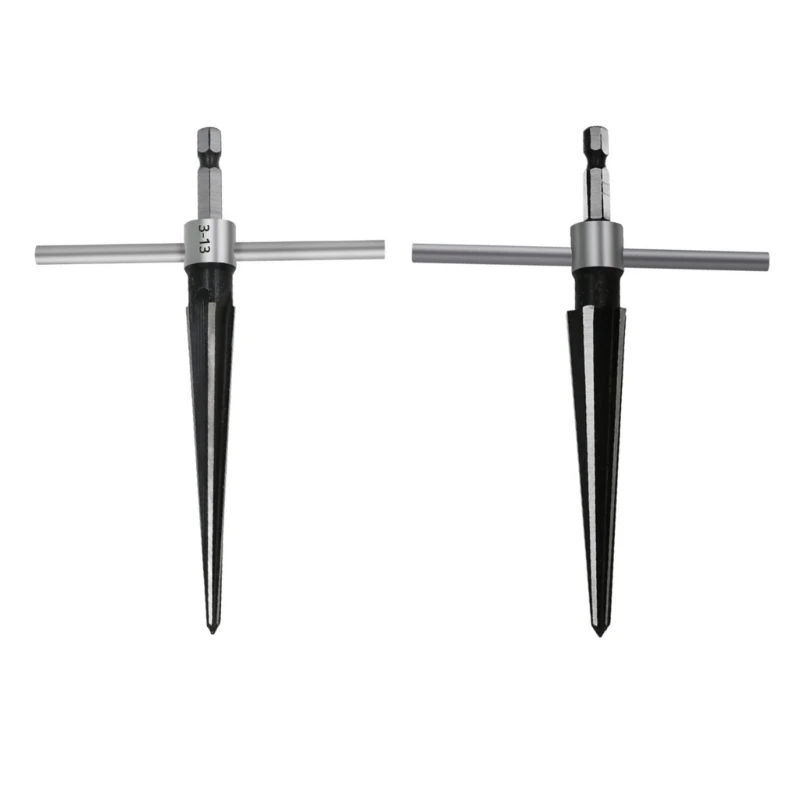 T-Handle Taper Reamer T Handle Detachable Tapered Reamer with 1/4Inch Shank 3-13mm & 5-16mm Handheld Reaming Tool