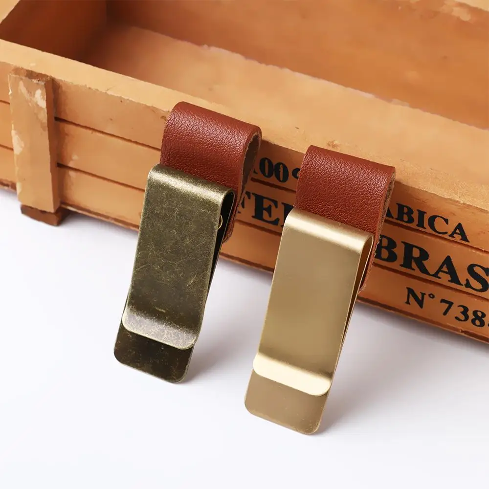 1PC Stainless Steel Clips Stationery Metal Notebook Holder Brass Pen Folder Handmade Leather Office Binding Supplies