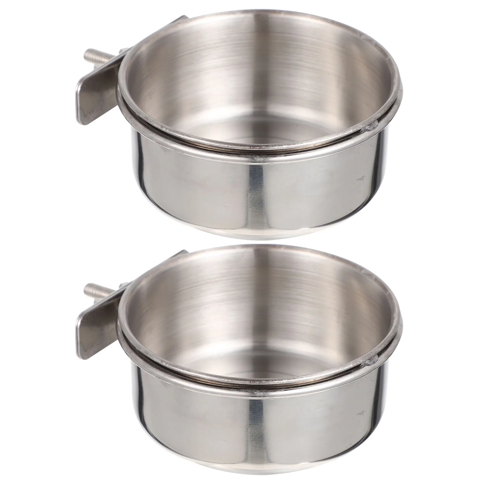 

2 Sets Water Dispenser Bird Feeder Bowl Cup Holder Bird Cage Feeder Cockatiels Food Stainless Steel
