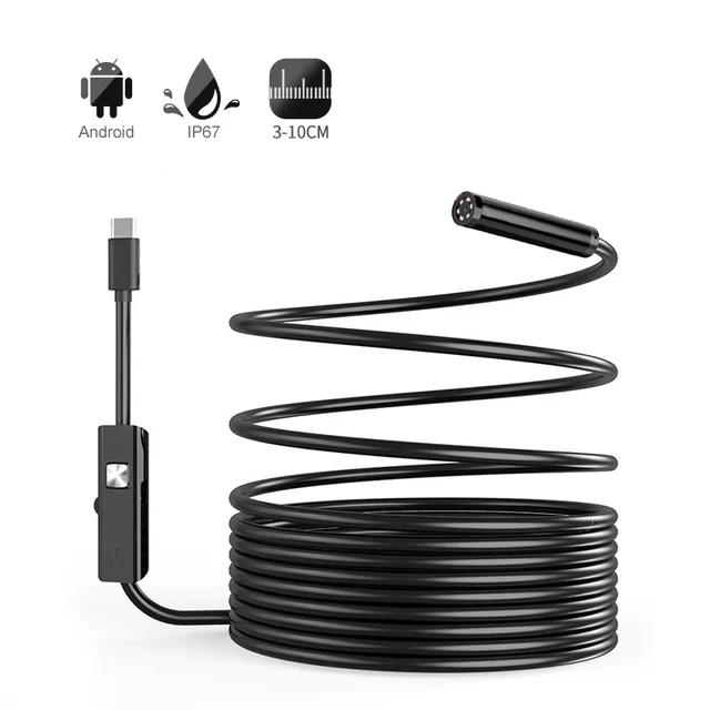 USB-C Endoscope Camera OTG Android Phone 5.5mm Inspection Borescope Snake Camera IP67 Waterproof with 6 LED Lights For Type-C