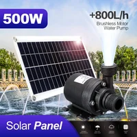 Panneau solaire 500W 800L/H 12V, sans batterie, moteur de pompe submersible ultra silencieux, fontaine pour bassin à poissons, décoration de jardin, système hors réseau 1