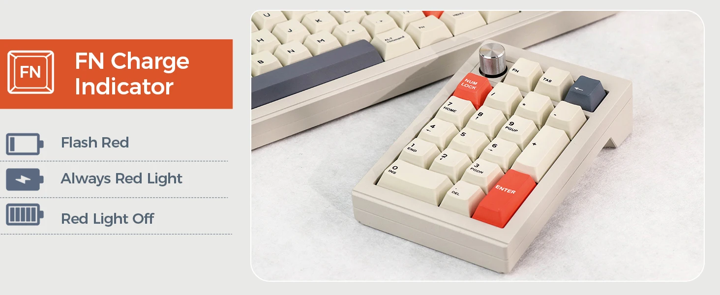 2.4GHz Wired Hot Swappable Number Pad, Espuma para E-sport Mac Win