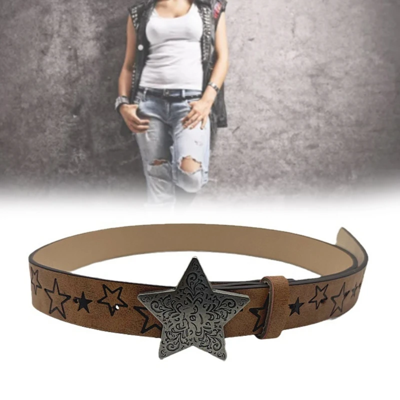 

Hot Girl Belt Cowgirl Wide Waist Belt with Star for Jeans Dresse Club Bar