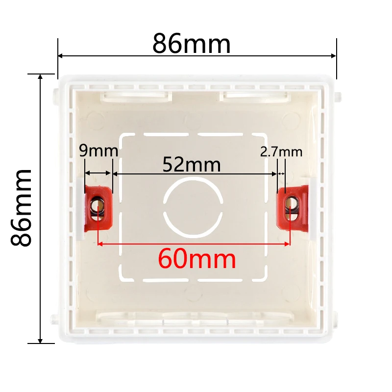 Wall Socket Box 86mm*86mm*50mm Recessed Junction Electrical Adjustable Plastic