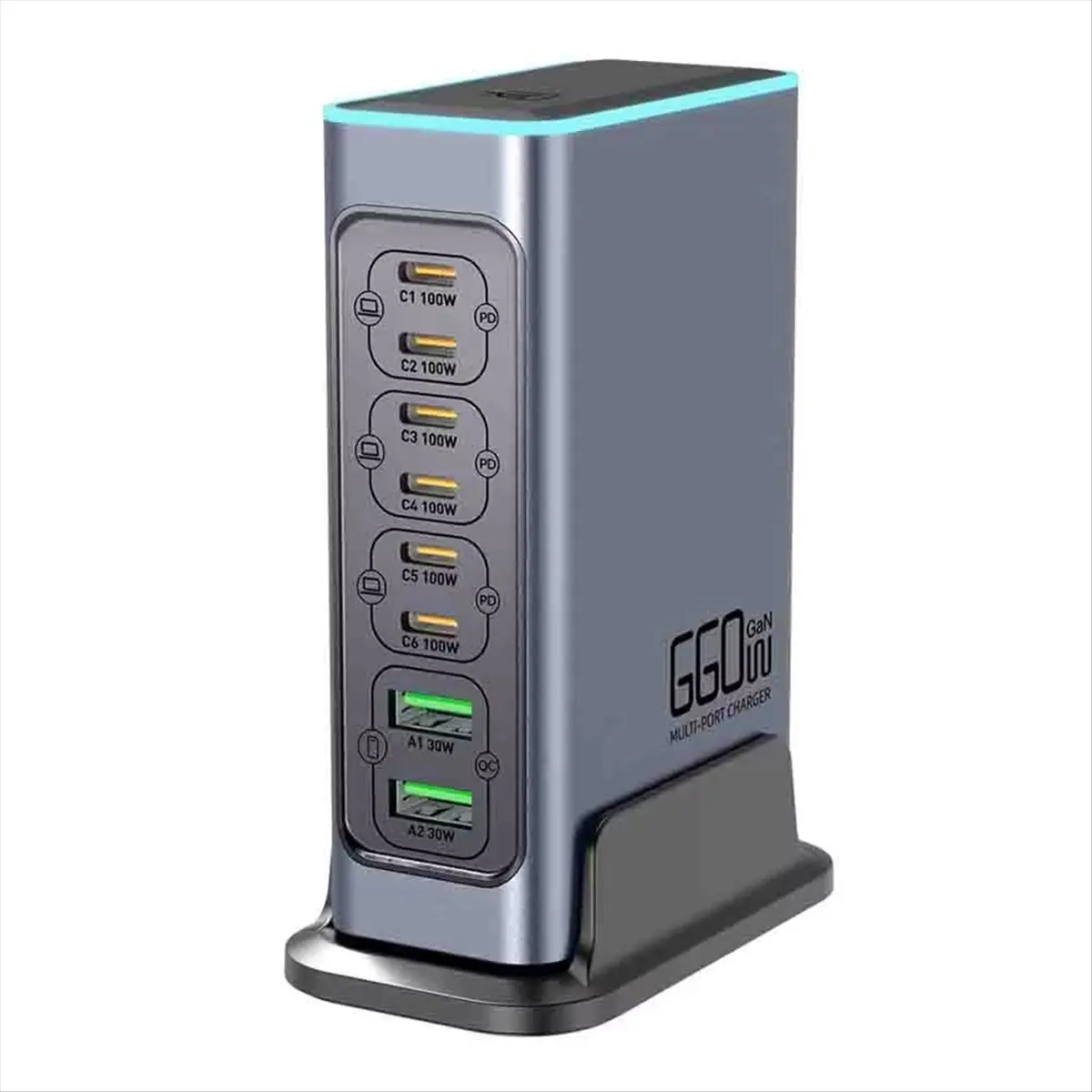 A10I 660W GaN 충전기 USB C 고속 데스크탑 8포트 USB 타입 C PD 충전기 3.0 고속 충전기 아이폰16/15용 EU 플러그