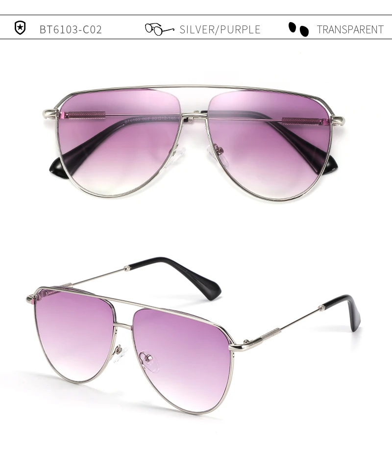 ZENOTTIC Trend Pilot Sonnenbrille Damenmode Double Bridge Metall UV400 Gradient Sonnenbrille Damen Outdoor Sonnenbrille – Detail 9