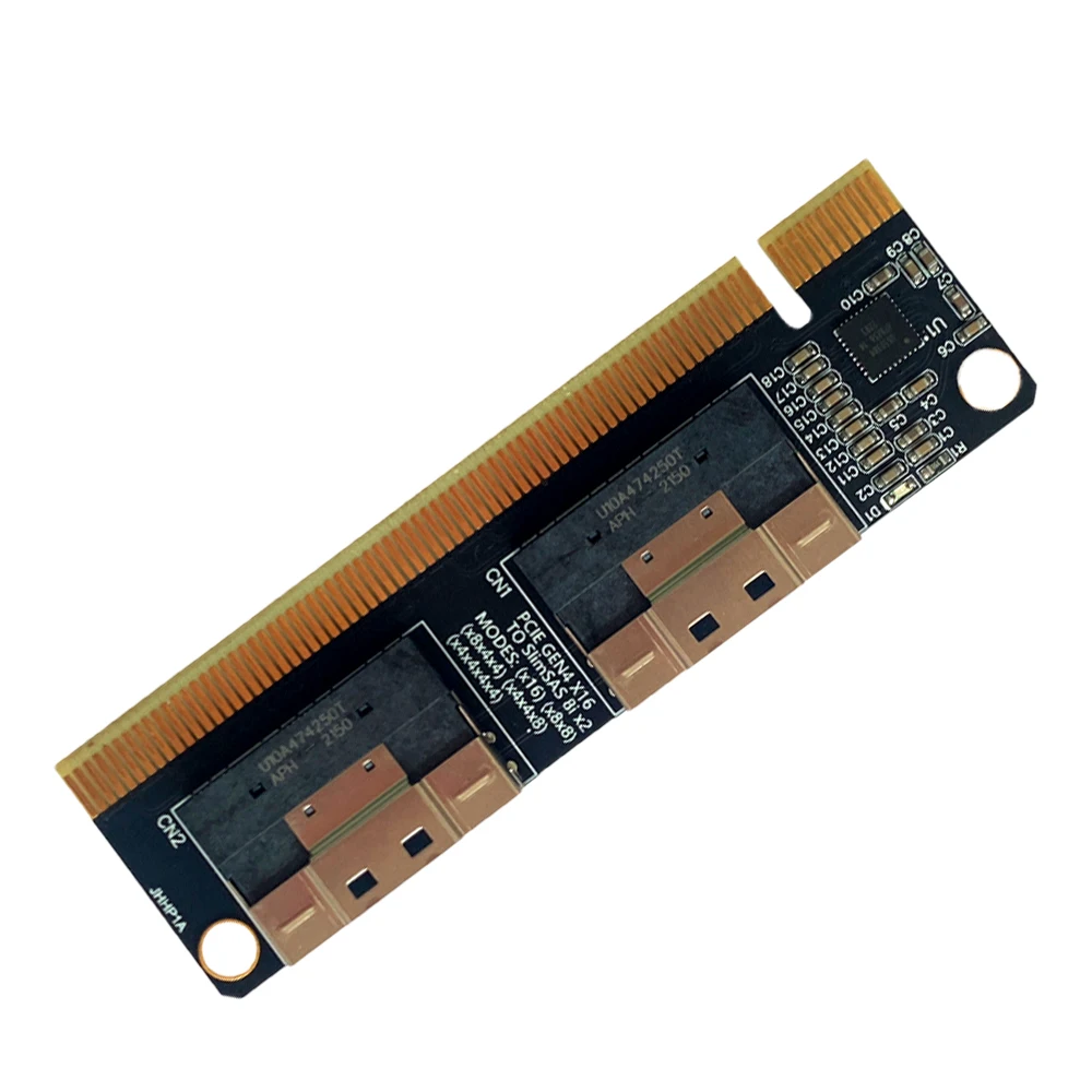 PCIe4.0 X16 To 4-Port NVMe Expansion Card Slimsas 8i SFF-8654 Graphics Card Hard Drive Adapter Compatible with Gen3/gen4
