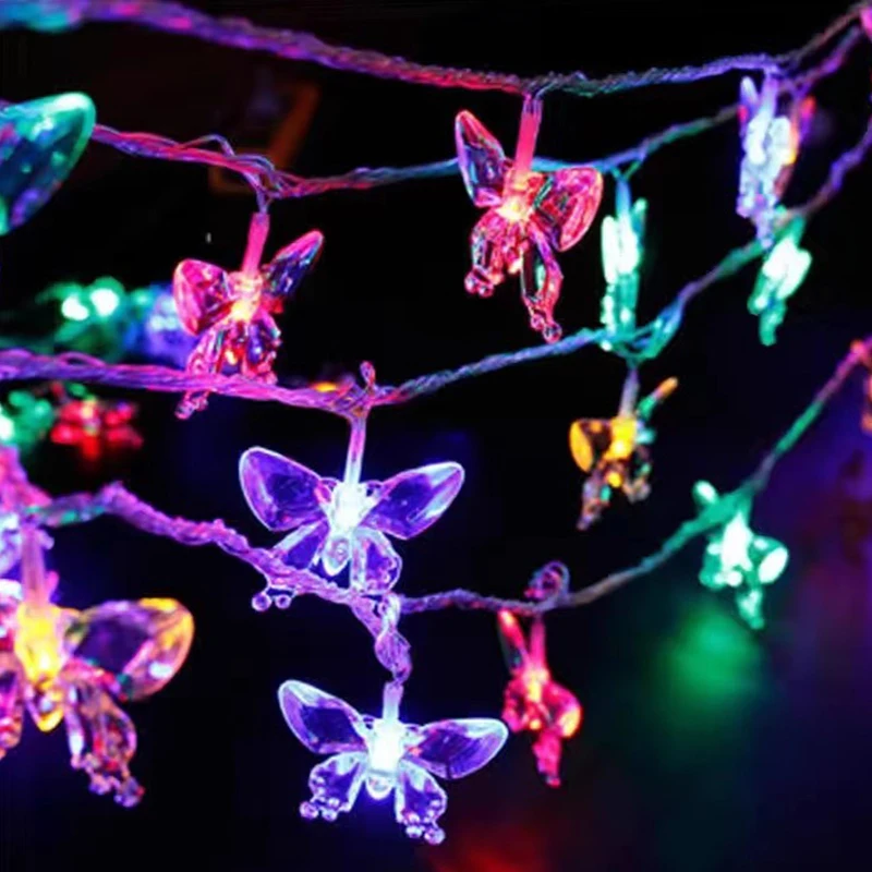 

10 LED Butterfly Light String Battery Powered Garland Fairy Lights for Bedroom Waterproof Patio Garland Street Christmas Lamp