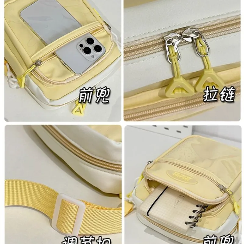 JIAERDI Harajuku Pink Itabag Messenger Bag Women Transparent Nylon Chic Casual Crossbody Bags Female JK Anime Pain Bag Aesthetic