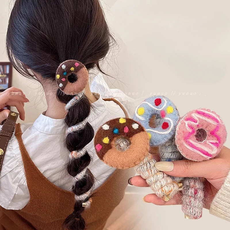 

Doughnuts~High Elastic Durable Ponytail Braid Hair Accessory Telephone Line Hair Loop Hair Accessory
