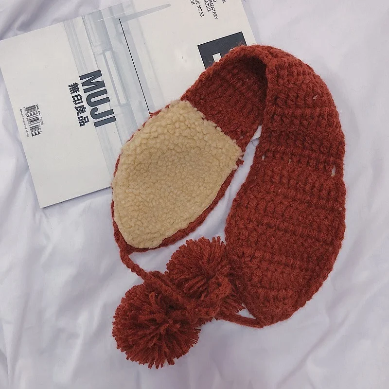 Warm Earmuffs Ins Cute Tide Knitted Ear Bag Soft Sister Strap Autumn and Winter Protection Velvet Female Retro