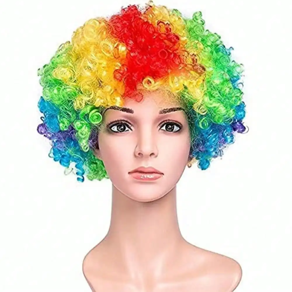 Colorful Clown Wig Afro Curly Synthetic Cosplay for Men Women Mardi Gras Christmas Party Wig Red Green Yellow Blue Clown synthetic wigs