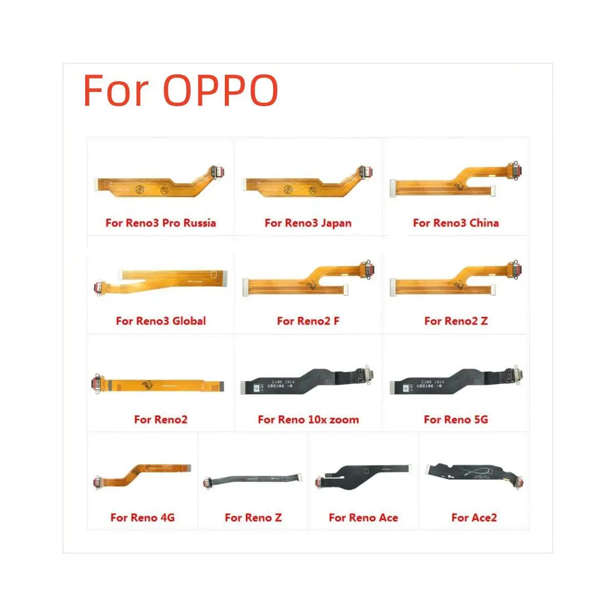 

For USB Charger Port Jack Dock Connector Charging Board Flex Cable For OPPO Reno3 Reno2 Reno 10x zoom Pro F Z Ace Ace2 5G 4G