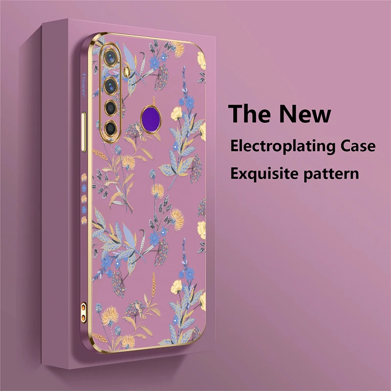 Elegant Floral Silicone Phone Case with Plating Lens Protection & Shockproof Design
