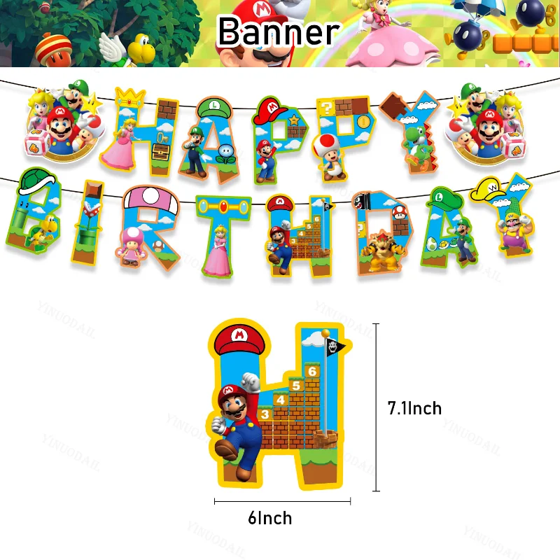 44Pcs Super Mario Party Supplies for Kids Birthday Mario Bros Birthday  Party