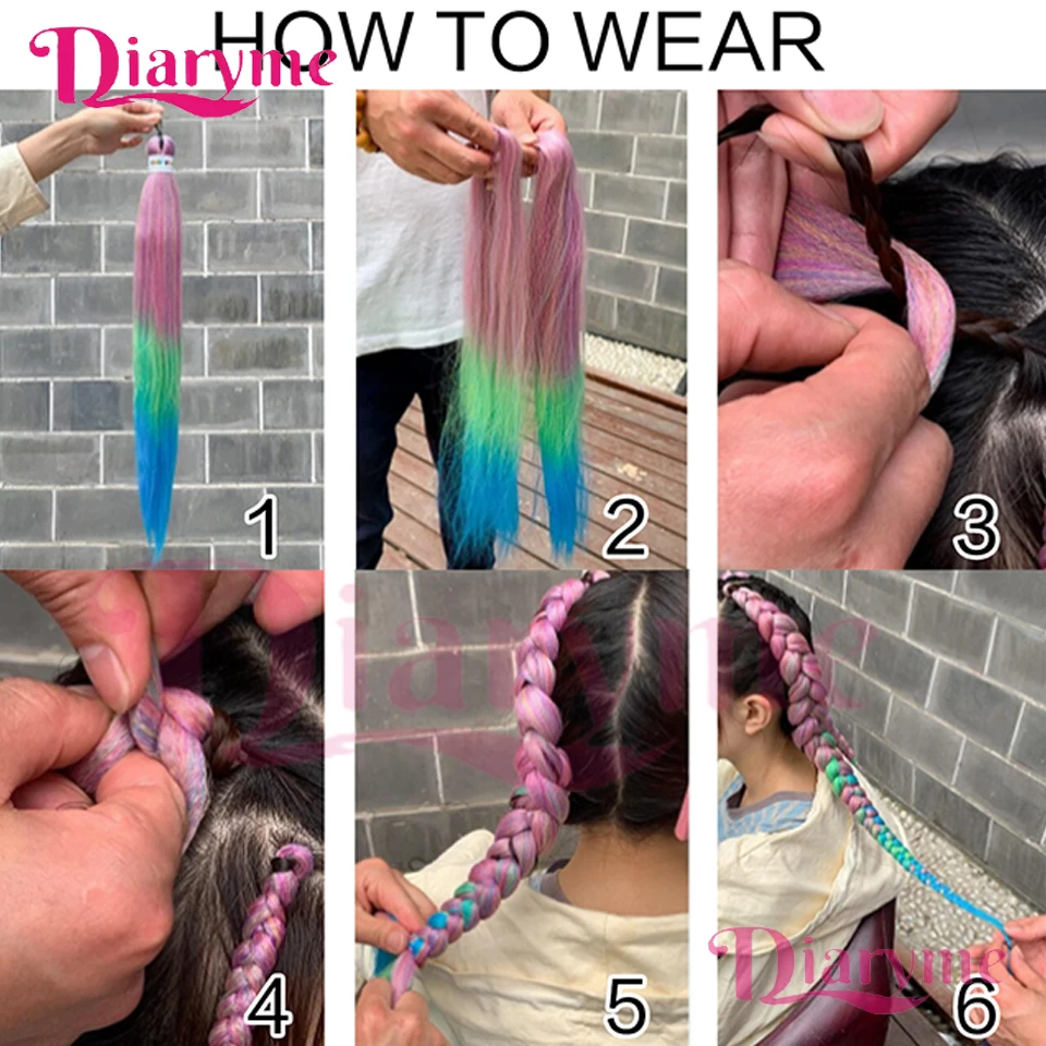 Purple Hair Extension Wig Synthetic Wig Pre-stretched Straight Hair Extension Wig is Suitable for Girls' Daily Holiday Braiding