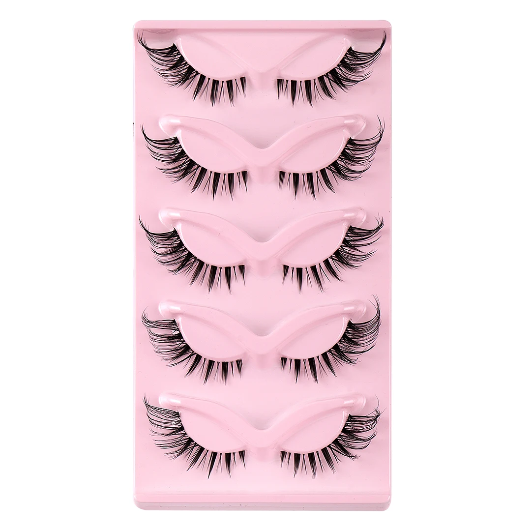 

5 Pair 3D Cat Eye Lashes Fox Eye Fluffy Soft Natural Mink False Eyelashes Faux Makeup Fake Eyelash