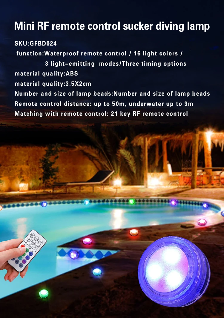 LED intelligent lamp waterproof remote control RGB diving outdoor swimming pool garden lamp underwater pond party decorative lam underwater led boat lights