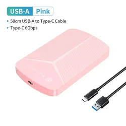 Sleek 2.5 SATA to USB 3.0 External Hard Drive Enclosure - 4TB Capacity (C3 - PK - USBA - C Pink)