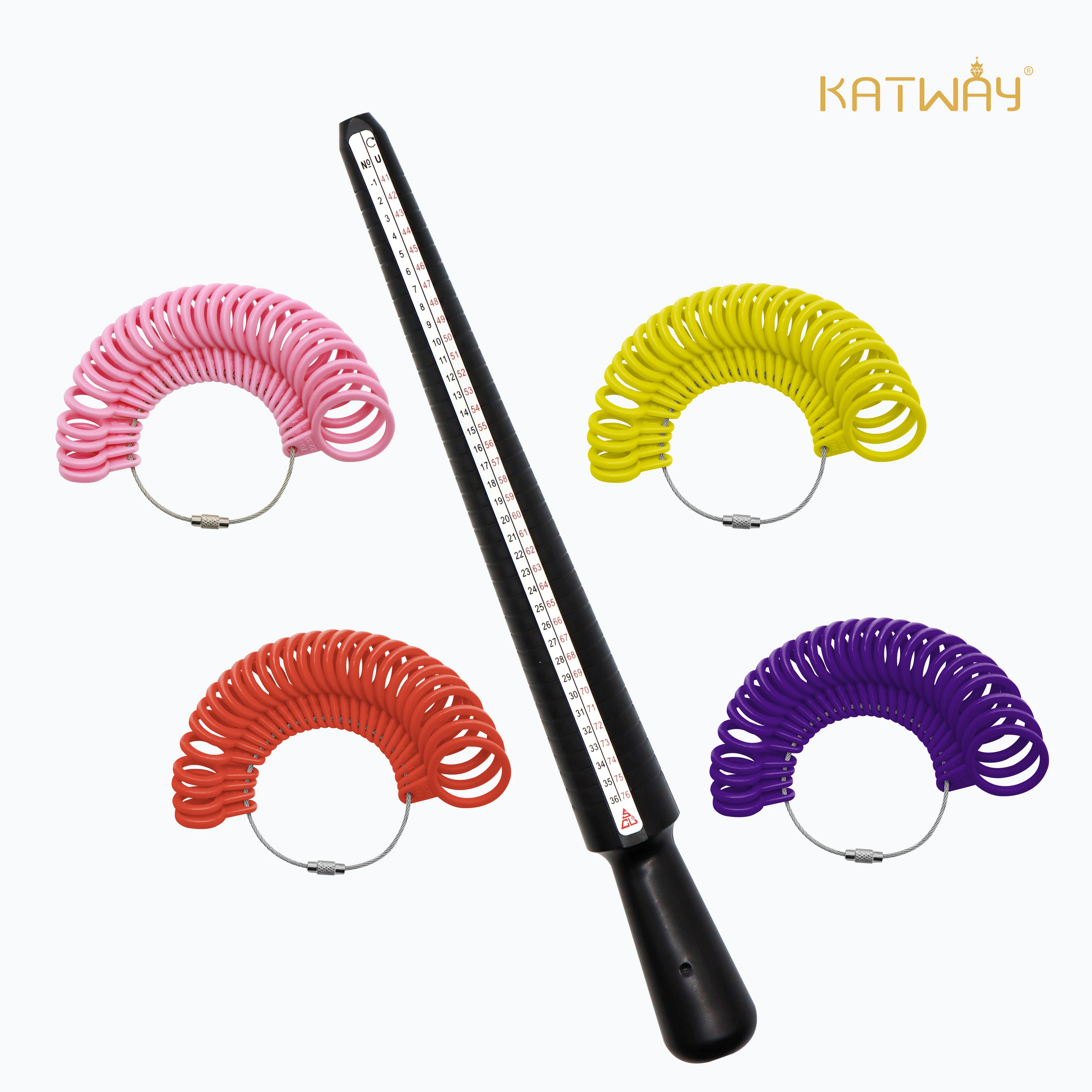 KATWAY Professional Ring Sizer Measuring Gauge Mandrel Stick Finger Tool For Jewelry Making Perimeter Size For DIY Tools Set