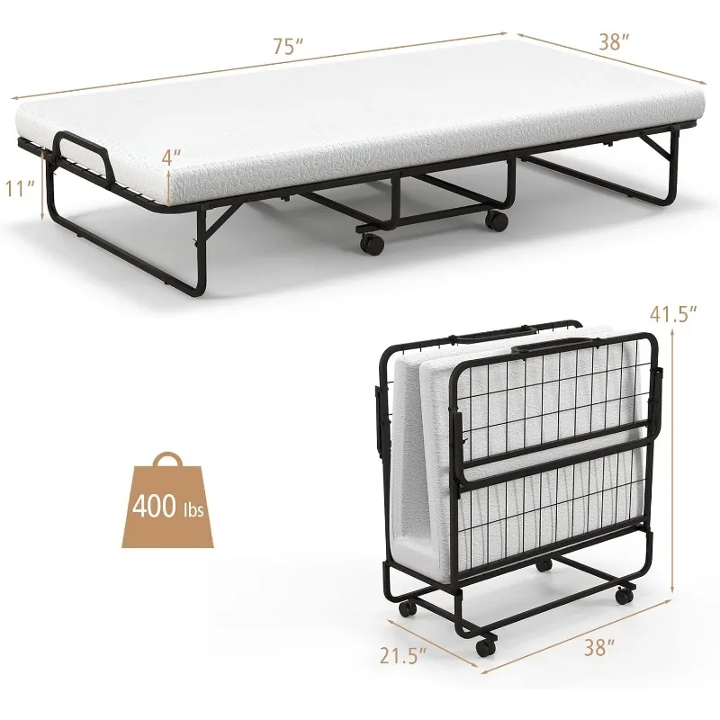 GORELAX Folding Bed with Mattress for Adults, Twin Size Small