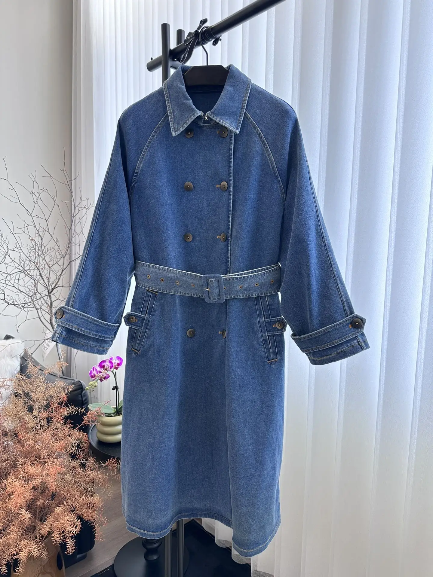 

2023 Women's Clothing Fashion silhouette denim windbreaker Autumn Winter New